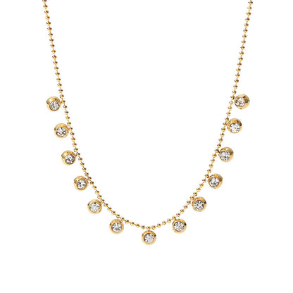 Fashionable and versatile titanium steel necklace white zircon stainless steel necklace for women