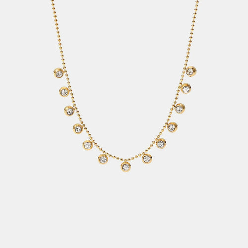 Fashionable and versatile titanium steel necklace white zircon stainless steel necklace for women