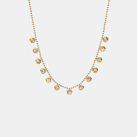 Fashionable and versatile titanium steel necklace white zircon stainless steel necklace for women